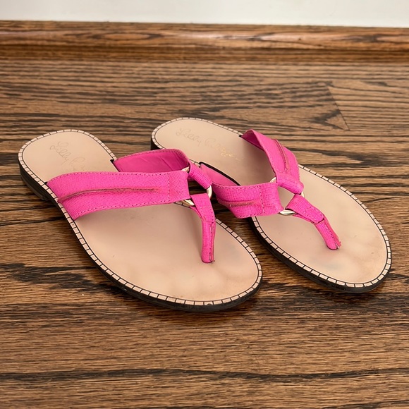 Lilly Pulitzer pink mini McKim sandals, little girls 12M - Picture 1 of 6